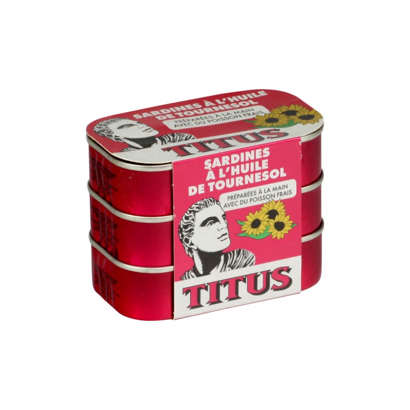 Sardines à l'huile TITUS 3 btes x 125 g