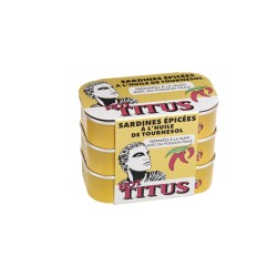 Sardines épicées à l'huile TITUS 3 btes x 125 g